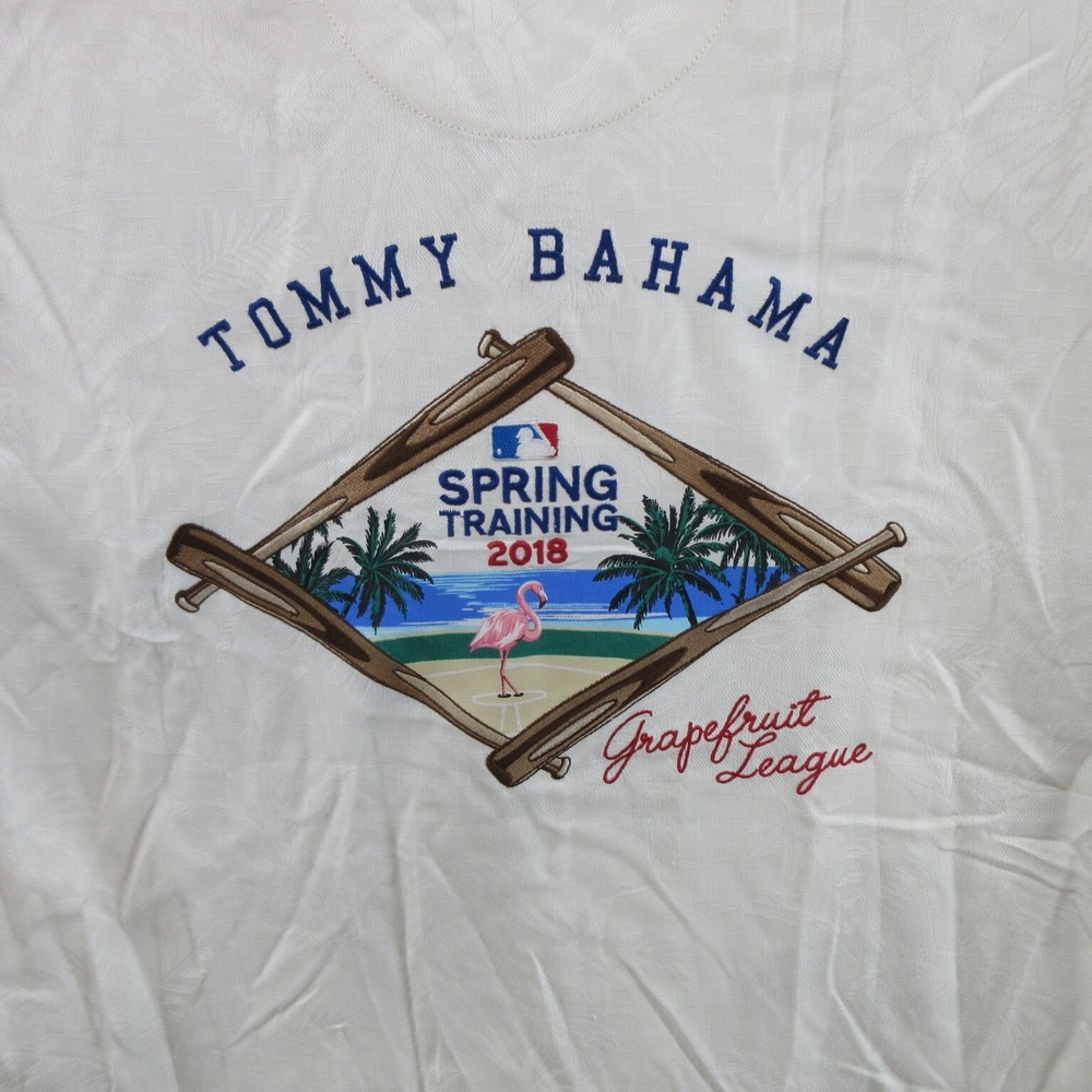 Tommy Bahama Mens Shirt Size Medium MLB T320789 Grapefruit League Silk Camp New